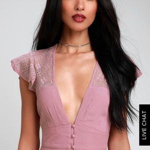 Carolina mauve pink lace mini dress